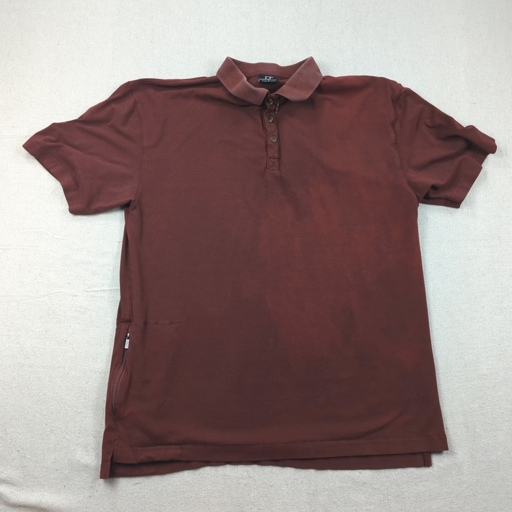 Scottevest Shirt Mens Large Maroon Bamboo Polo Faded Tec